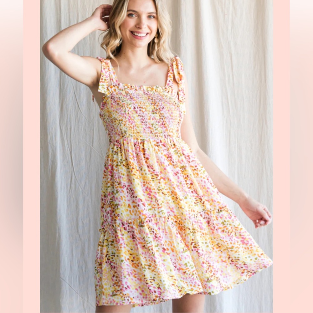 NWT Jodifl Smocked Tie-Strap Mini Dress- L